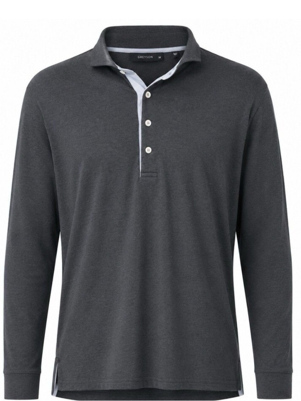 Greyson Mens Apache Polo Shirt Long Sleeve Pima Cotton Golf Dark Gray Size Large